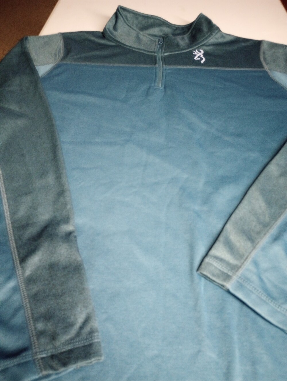Browning Men's Teal & Dark Teal Quarter-Zip Fleece Pullover Size 2X-LARGE
